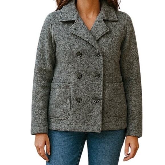 Patagonia Womens Better Sweater Gray Double Breasted Peacoat Jacket Size Medium - Picture 1 of 10